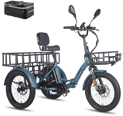 Fafrees F20 Mate E Bike Dreirad Klapprad 48V [ Offiziell ] Elektro Dreirad für Erwachsene, Herren E Bike Damen Hydraulische Scheibenbremsen, Fatbike Elektrofahrrad Lastenrad Ebike 65N.m, E Trike IPX5