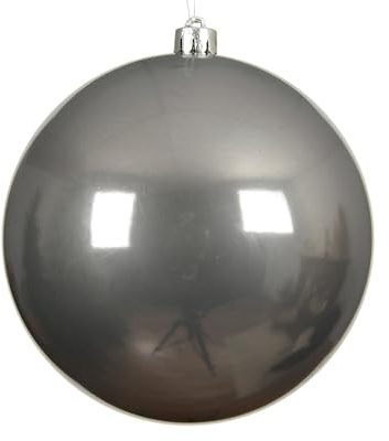 Kaemingk Weihnachtskugeln Kunststoff 20cm x 1 Stück - groß & bruchsicher - Christbaumkugeln XXL Weihnachtsbaumkugeln für Weihnachten - Christbaumschmuck & Weihnachtsbaumschmuck Zart Grau