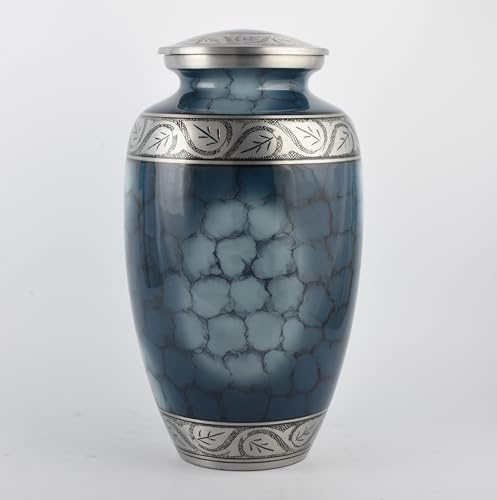 Cremation Urn for Two Adults – XXL Companion Ashes Container for Human Remains – Elegant Memorial Keepsake for Husband, Wife, or Loved Ones (Aluminium, Blue Cloud)