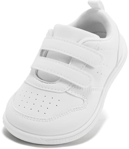 STQ Boys & Girls Toddler Trainers, Barefoot Shoes Kids, All White Size 9