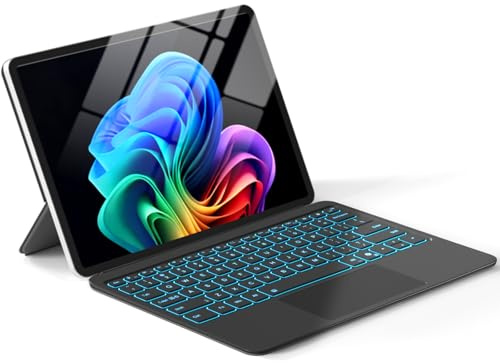 Tastiera per dispositivo Surface Pro da 12 pollici, 7 colori retroilluminati Bluetooth Wireless Magnetic Type-Cover per Microsoft Surface Pro 12 2025, Smart Sleep/Wake Multi-Touch Trackpad
