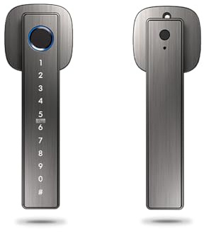 Swokely Maniglia per Porta Intelligente Blocco Impronta Digitale Tastiera per Accesso Senza Chiave Blocco di Sicurezza Biometrico 6 Metodi di Sblocco Installazione Semplice per Hotel con (Grigio)