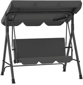 Verdego Hollywoodschaukel 3 Sitzer, Hollywoodschaukeln 175.5x110x152cm, Gartenschaukel mit Verstellbarem Dach, Anti Rutsch Füße, Einfache Montage, 200KG Belastbar, für Garten, Terrasse, Anthrazit
