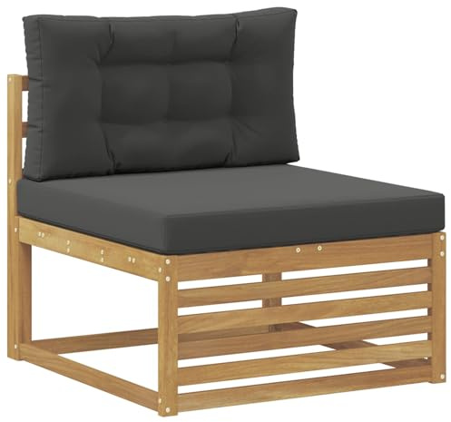 vidaXL Outdoor Mittelsofa Massivholz Akazie Weiß, Elegante Balkonmöbel, modernes Gartendesign, widerstandsfähig, pflegeleicht, modulare Gestaltung
