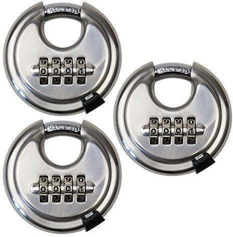 HMF - 3 x 3502-09 Cadenas disque, combinaisonà quatre chiffres, Outdoor, 7 x 7 x 2,4 cm