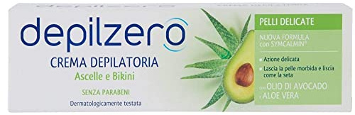 Depilzero Haarentfernungscreme für Achseln und Bikini, mit Avocado-Öl und Aloe Vera, 75 ml