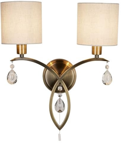 2-fl. Wandleuchte Stoffschirm LED Kompatibel Kristall