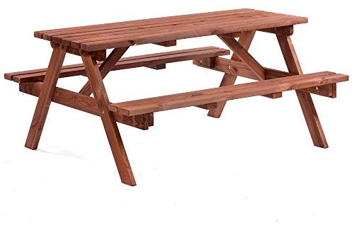 BrackenStyle Chester 6 Seat Picnic Table - A Frame Pub Bench Outdoor Garden Seating - 150cm Length (Brown)