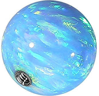 PIERCINGLINE Universelle Schraubkugel mit Gewinde SYNTH. OPAL Piercing Aufsätze Kugel Ersatz Hellblau 10 x 1,6 mm