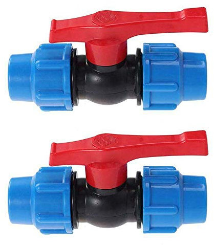 TOOLDO 20 mm Kugelhahn-Ventilanschluss, 2 Stück für HDPE-Wasserleitungen, Kunststoff, Kompressionspassform