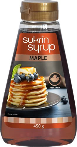 Sukrin Syrup Maple - dickflüssiger Ahornsirup mit reduziertem Kohlenhydratanteil zum Süßen und Backen mit 49% Ballaststoffen (450g Flasche)