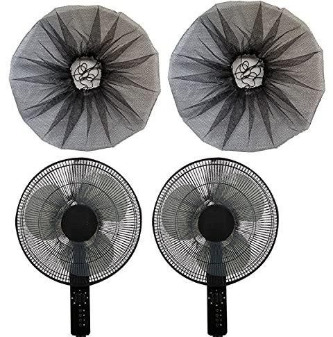 2 Pack - 18 Fan Safety Protection Cover,Kid Children Baby Finger Protect Fan Net Guard,Washable Pedestal Fan Dustproof Cover,Summer Home Fan Safety Dust Cover,Perfect for Parents of Toddlers (Black)