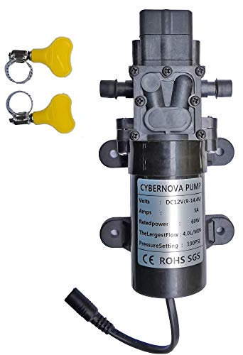 CYBERNOVA DC12V 100 PSI 4 L/m Bomba de arranque automático con diafragma de alta presión con interruptor de presión para caravana, barco, caravana, caravana, jardín (con interfaz DC hembra)