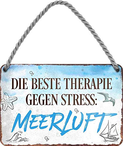 schilderkreis24 Blechschilder Kollektion 18x12cm – Nordsee, Ostsee & Meer: Dekoration & Geschenkideen mit maritimen Sprüchen (Die Beste Therapie MeerLuft)
