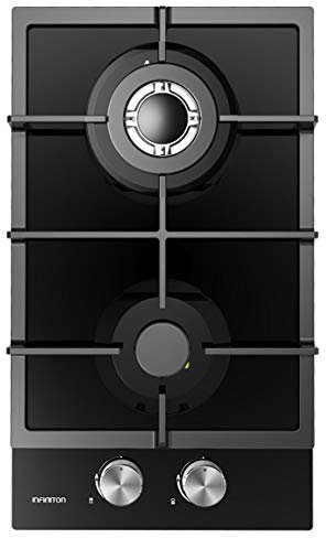 PLACA DE GAS GAS-CR2B INFINITON (Ancho 30cm, 2 Fuegos, Negro, Triple corona, Encendido electronico, Limpieza facil, Seguridad termopar)