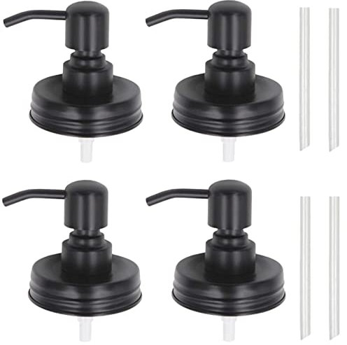 Fowybe Mason Jar Toppers mit Pumpe | Rostfreie Edelstahl-Seifenpumpe,Rostfreies Küchenseifenspender-Pumpendeckel-Ersatzkit für Einmachglas mit normalem Mund