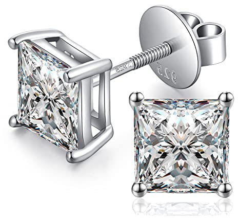 Diamond Earrings Men Zirconia Stud Earrings Hypoallergenic Earring 925 Sterling Silver Studs For Men Women White Gold Nickle Free Cz Earring Studs 4mm