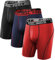 Natural Feelings Sport Boxershorts Herren Unterwäsche Herren Unterhosen mit Eingriff 9in Polyester Boxershorts Lang 3er Pack-Rot/Blau/Schwarz XL