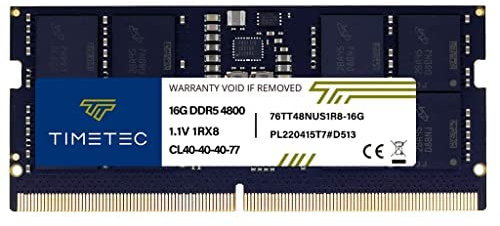 Timetec DDR5 4800MHz PC5-38400 sin búfer sin ECC 1.1V CL40 1Rx8 Rango único Módulo de Memoria RAM (16GB SODIMM)