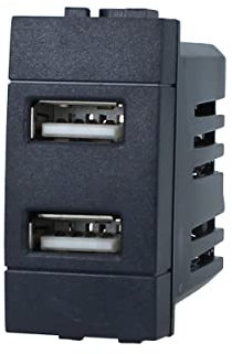 Presa Caricatore USB Da Muro, Compatibile Con Bticino Living Light (2 Porte USB 5V 2,1A, Nero)