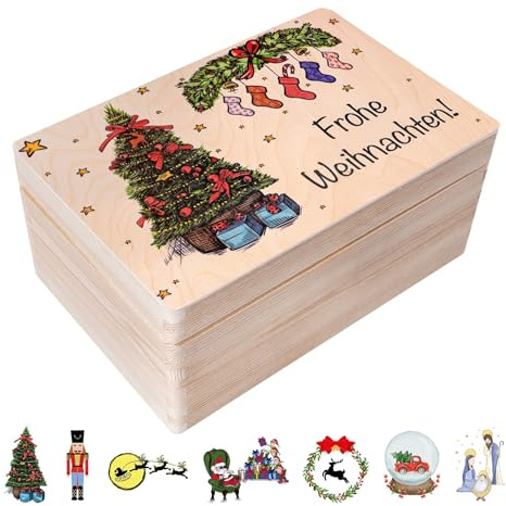 Creative Deco Weihnachtsgeschenke Personalisierte Holzkiste Wunschtext | Personalisiert Weihnachten Geschenke | Dein Eigener Wünsche Text Individuelle Geschenk | Weihnachtsdeko | Für Frauen, Männer