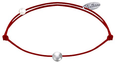 LES POULETTES BIJOUX - Bracelet Lien Petite Perle Argent 925 - Rouge