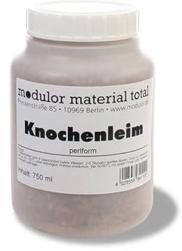 Modulor Knochenleim, natürliches Leimgranulat (aus tierischen Eiweißen), perlform, Kunststoffdose 750 ml