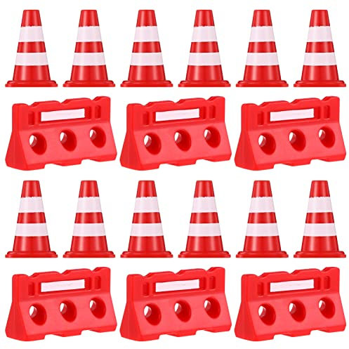 TOYANDONA Coda 24Pcs Miniature Traffic Cones Traffic Barricade Signs Toy, Road Street Signs Toys for Kids,Construction Traffic Sign Set Educational Toy for Children Tuff Tray Accessories