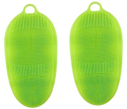 DOITOOL 2pcs Bath Scrubber for Body Spa Gloves Body Scrub Gloves Silicone Body Scrubber Silicone Mitts Body Scruber Bath Shower Glove Exfoliating Glove Spa Massage Bath Towel Scalp Green