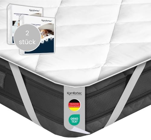 Komfortec Weicher Matratzenschoner 160x200cm 2er-Set | Atmungsaktiver und Weicher matratzenschonbezug | Oeko-TEX Zertifiziert | Bequem und Langlebig