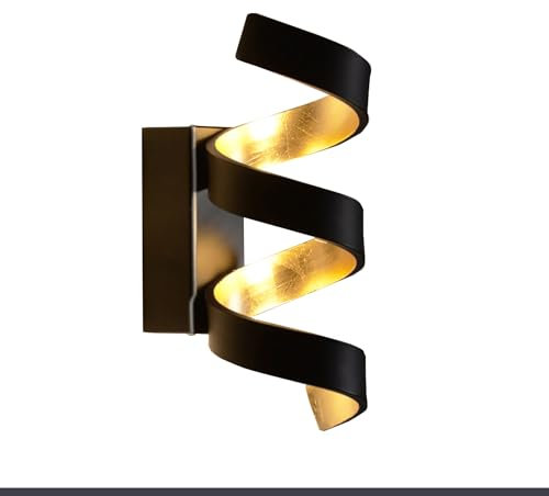 ECO-LIGHT LED Wandleuchte Helix, Wandlampe aus Metall in Schwarz/Gold, Wandstrahler 3-flammig, 3 x 3 Watt, 450 Lumen, 3000 Kelvin (warmweiß), Innenwandleuchte m. Lichteffekt an der Wand