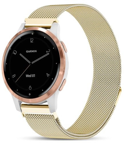 VELULYX Metallband Kompatibel Garmin Venu 2S/Vivomove 3S/Vivoactive 4S, 18mm Edelstahl Ersatzband für Fossil Damen Gen 6/Fossil Damen Gen 5E/Fossil Damen Q Venture HR Gen 4/Gen 3