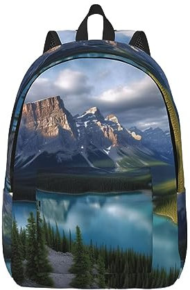 OPSREY Banff Rucksack aus Segeltuch mit Nationalpark-Druck, lässiger Tagesrucksack, große Kapazität, Laptoptasche, Reiserucksack für Damen und Herren, Schwarz , S