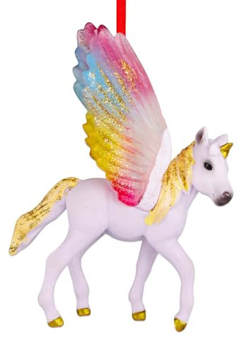 D4DREAM Einhorn-Ornamente für den Weihnachtsbaum 2024, Einhorn-Weihnachtsdekoration, Einhorn-Ornament für Kinder, Andenken, Weihnachtsdekoration, Regenbogen-Einhorn, Pferd, Geschenke für