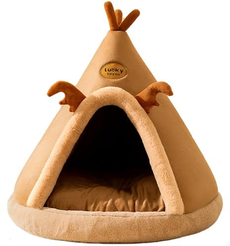 Katzenhöhle Weihnachten Haustierbett Höhle Katzenhaus, Waschbares Hundebett Faltbares Komfortables Haustier Katzenhaus, Katzenhöhle Mit Abnehmbarem Kissenkissen Für Katzen Und Kleine Hunde Schlafen