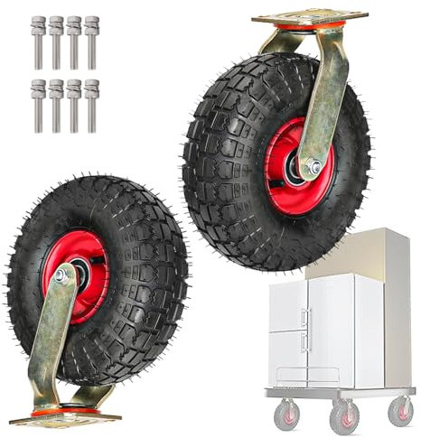 Air Luft Reifen 8 10 Inch Transportrollen, Strapazierfähige Lenkrollen, Geräuschlose Schwerlast Rollen, Tragfähigkeit:200KG, Kugellager, Für Alle Arten Von Speisewagen-Trolleys