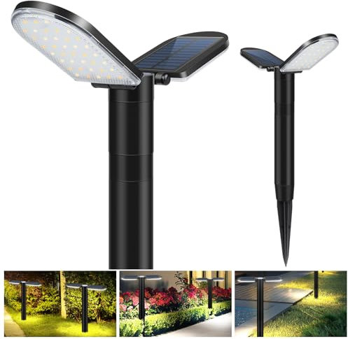 Bawoo Solarlampen für Außen 2 Stück, Solar Gartenleuchte mit 2000 mAh Akku IP65 Wasserdicht Solarleuchte für Außen LED Wegleuchte für Terrasse, Rasen, Garten Hofwege und Wege (Warmweiß/Kaltweiß)