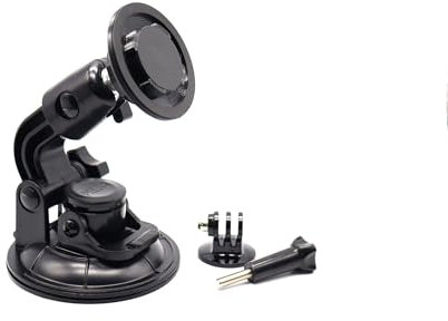 Quad Lock MAG compatible Windscreen Mount with action camera attachments, strong 9cm suction cup, by DesignUniverse Ltd