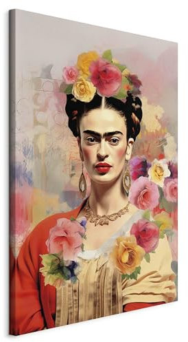 murando - Akustikbild Frida Kahlo 80x120 cm Bilder Akustikschaum Schallschutz Wand Deko Kunst Akustikpaneele Wandpaneele Schalldämmung Wandbild XXL 1 tlg - Bunter Hintergrund h-H-10057-b-a