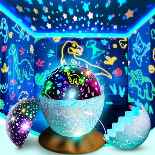 Dinosaurier Sternenhimmel Projektor Kinder, Geschenk Junge 2 4 5 6 7 8 Jahre Nachtlichter Kinder Dinosaurier Spielzeug ab 2-8 Jahre Junge Geburtstagsgeschenke Dino Ei Lampe
