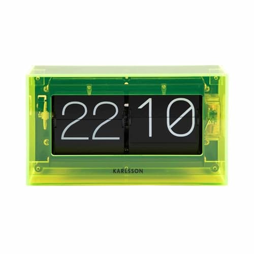 Karlsson Tischuhr Boxed Flip - Gelb - 20.7x7.1x11.7cm - Rechteck - Acryl - Standuhr - Tisch Uhr