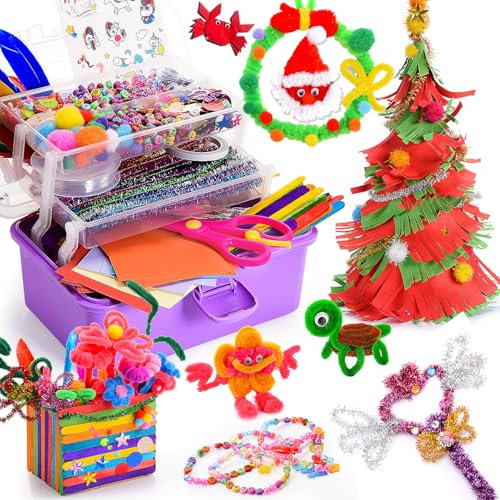 Gralal 1127+ Bastelset für Kinder ab 3-12 Jahre, DIY Geschenk für Kinder, Bastelbox Kreativ-Set für Mädchen – Einhorn-Sticker, Diamanten, Glitzersteine – Kreativ Mädchen Spielzeug - Aufbewahrungsbox