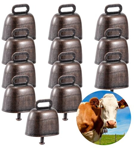 Campana di Rame per Pascolo di Pecora 12 Pezzi Anti-Smarrite Campana di Bronzo Forte Campana di Metallo Campanelle in Rame per Bovini Capra Fattoria di Animali Bronzo Rosso