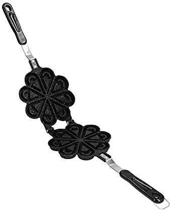 Heart Shaped Waffle Maker, Non Stick Waffle Maker, Portable Waffle Maker Pan, Mini Stuffed Waffle Maker with 2 Stainless Steel Handle for Breakfast, Sandwich Baking