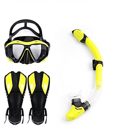 Mini-Tauchflasche Professionelle Flossen For Erwachsene, Taucherbrille, Schnorchel, Schnorcheln, Dreiteiliger Anzug, Silikon-Antibeschlag-Maske Aus Gehärtetem Glas für Angeln, Schnorcheln und zur Notf