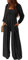 AUXDIO Womens Casual Square Neck Long Sleeve Jumpsuits Loose Smocked Wide Leg Romper with Pockets, Black, Large