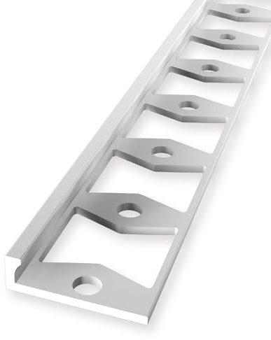 Barre de bordure 4 x 21 x 2500 mm - Profilé de finition en aluminium naturel - Fermé - Perforé - Double profil K
