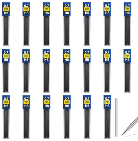 LEIBOCHAO Porte Mine [240 Pcs] Mines de Crayon 0,5 mm, HB, Graphite Fines pour Crayon Mécanique, Écriture Lisse et Claire, pour le Bureau et L'école (0.7mm)