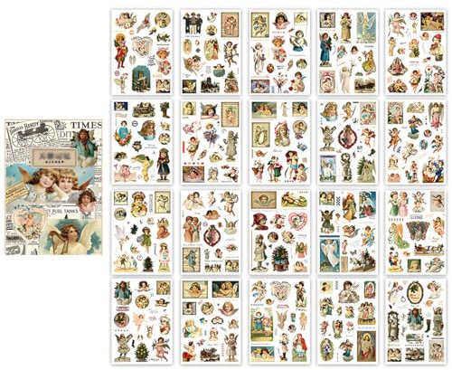 20 Fogli Adesivi Decorativi Scrapbooking, Vintage Oil Painting Craft Paper e Washi Stickers per fai-da-te Bullet Journal Accessori Diario Album Calendario,Adesivi per Scrapbooking Stickers