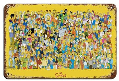 The Simpsons All Characters Collection Poster, Anime-Poster, Retro-Poster, Metallblechschild, schicke Kunst, Retro, Eisenmalerei, Bar, Menschen, Höhle, Café, Familie, Garage, Poster, Wanddekoration,